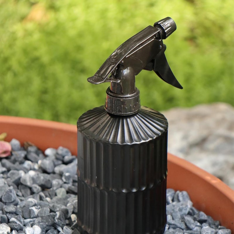 OFFIDIX Glass Spray Bottle, Pressure Watering Can, Indoor Plant Mister, Adjustable Nozzle Watering Glass 0.45L/15.22oz Spray Bottle for Garden Plants Cleaning Solutions (Black) - Image 4